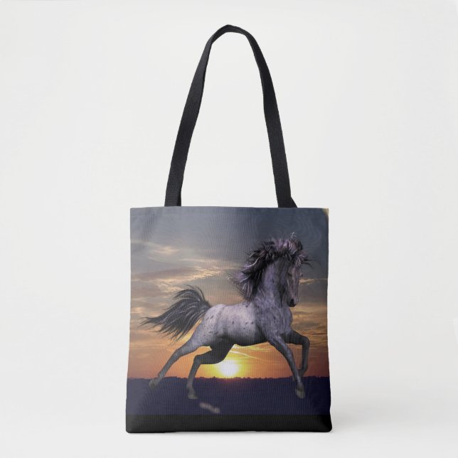 Blaues Roan Pferd ganz vorbei - drucken Sie Tasche (Vorderseite)