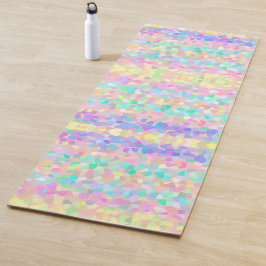 Blaues rosa grünes pastellfarbenes Mosaikmuster Yogamatte