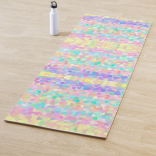 Blaues rosa grünes pastellfarbenes Mosaikmuster Yogamatte