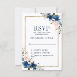 Blaues Rosa Rose Boho Geometric Wedding RSVP Karte