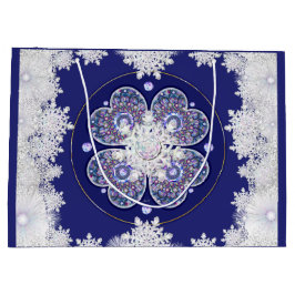 Blaues Rosass und Schneeflocken Große Geschenktüte