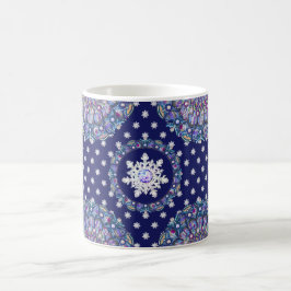 Blaues Rosass und Schneeflocken Kaffeetasse