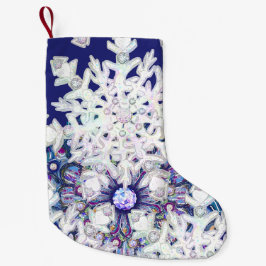 Blaues Rosass und Schneeflocken Kleiner Weihnachtsstrumpf