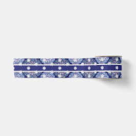 Blaues Rosass und Schneeflocken Satinband