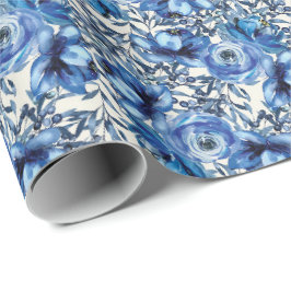 Blaues Rose-Wrapierpapier Geschenkpapier