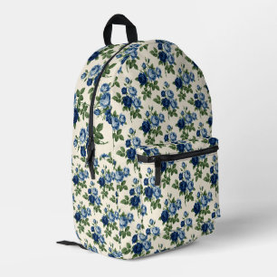 Blaues Rosen-Blumenmuster Bedruckter Rucksack