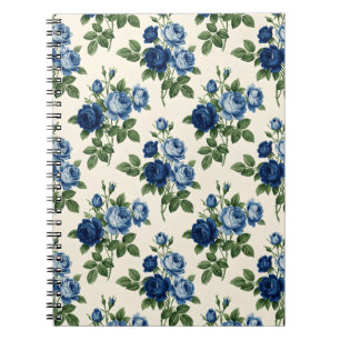Blaues Rosen-Blumenmuster Notizblock