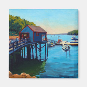 Blaues rotes grünes Maine-Hafen mit Touren Magnet