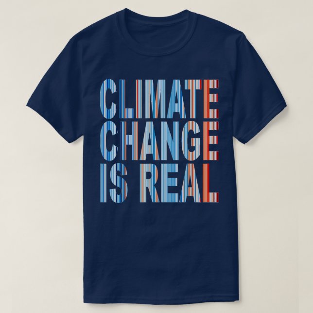 Blaues Rotes Klima Streifen Klimawandel ist T-Shirt (Design vorne)