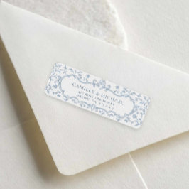Blaues Rücksendeadressetikett für Hochzeiten