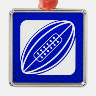 Blaues Rugby Silbernes Ornament