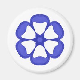 Blaues Rundblumenmuster Magnet