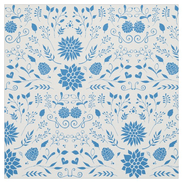 Blaues Rustikales Blumenmuster Stoff (Muster)