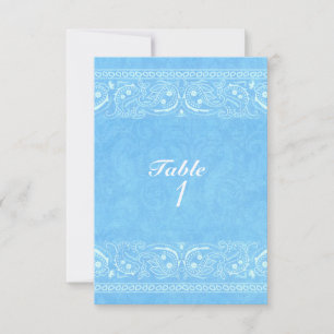 Blaues Rustikales Paisley-Country-Western-Tischnum Einladung