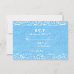 Blaues Rustikales Paisley Land Western Hochzeit RS RSVP Karte