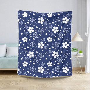Blaues Sakura-Muster Sherpadecke