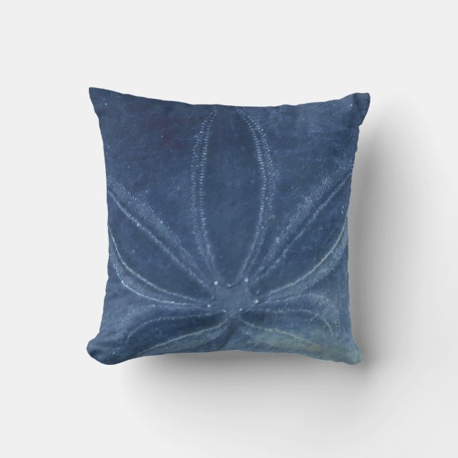Blaues Sand-Dollar-Wurfs-Kissen Kissen (Vorderseite)