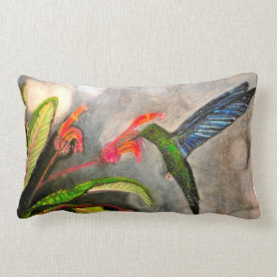 BLAUES SAPHIR-KOLIBRI-Kissen Lendenkissen