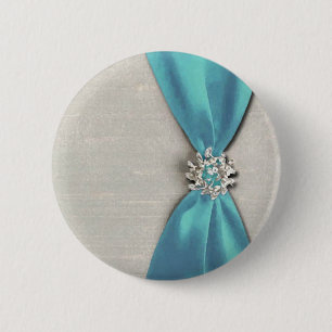 blaues Satinband mit Juwelkopie Button