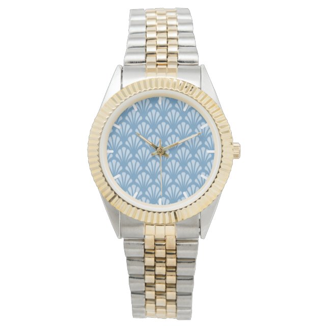 Blaues Scallops-Muster Armbanduhr (Vorderseite)