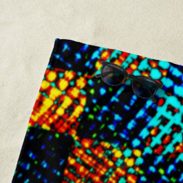 Blaues Schach, grünliche Kratzer, schmutziger Rot- Strandtuch