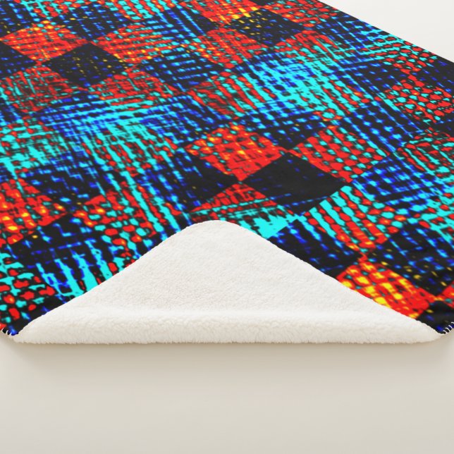 Blaues Schach, schmutzige Orange, Fake mit Flecken Sherpadecke (3/4)