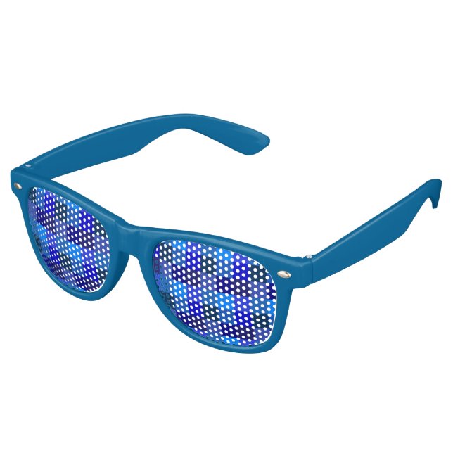 Blaues Schachbrettmuster Partybrille (Schrägansicht)