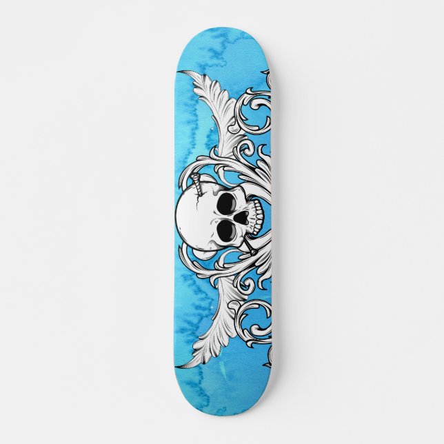 Blaues Schädel-Graffiti-Skateboard Skateboard (Vorne)