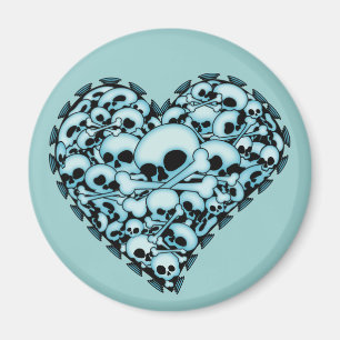 Blaues Schädel-Herz Magnet