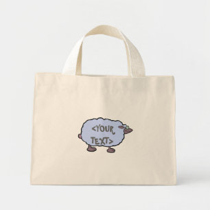 Blaues Schaf, <YOUR TEXT> Mini Stoffbeutel