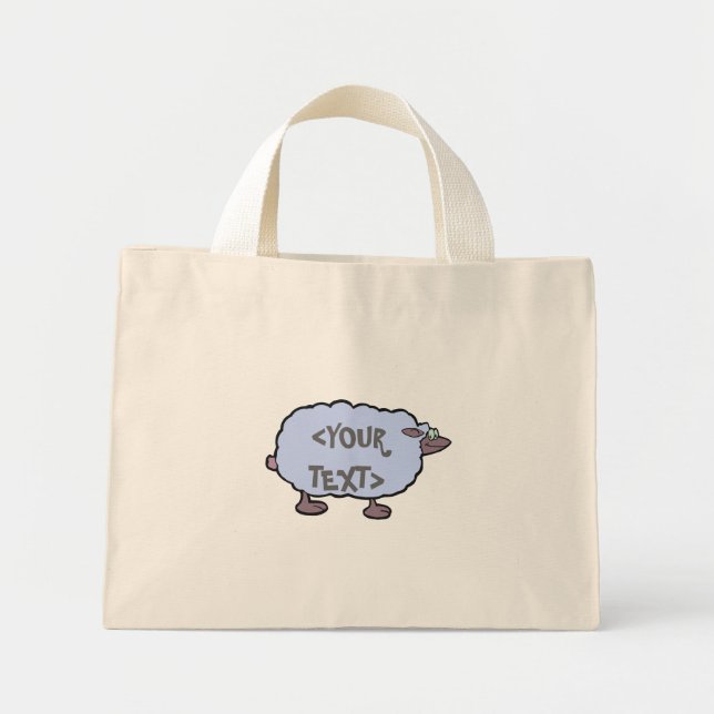 Blaues Schaf, <YOUR TEXT> Mini Stoffbeutel (Vorne)