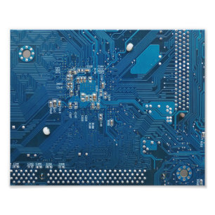 blaues Schaltungsbrettcomputermuster Fotodruck