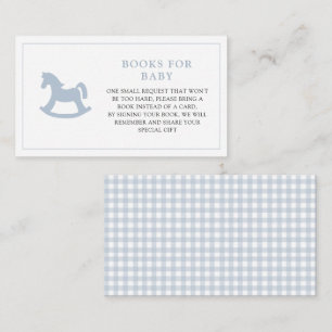 Blaues Schaukelpferd Baby Shower Bücher für Baby Begleitkarte