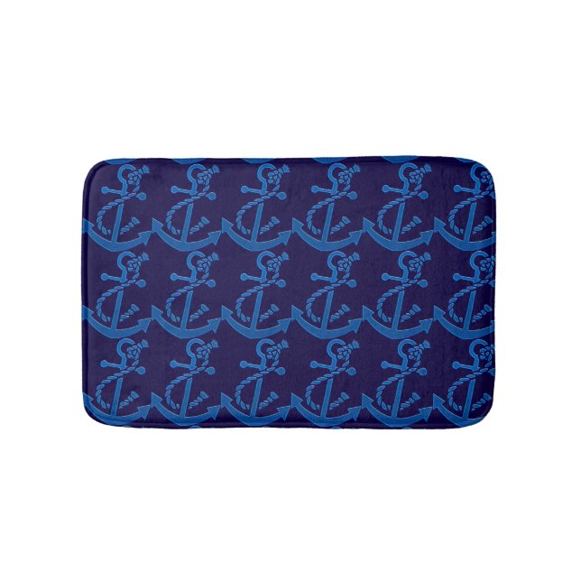 Blaues Schiff: Meeresanker-thematisches Design Badematte (Vorderseite)