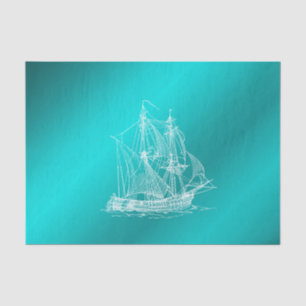 blaues Schiff Seidenpapier