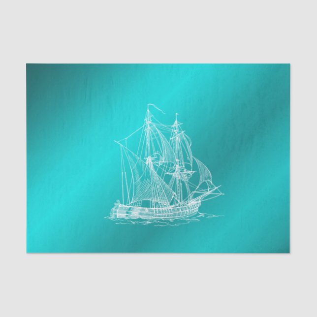 blaues Schiff Seidenpapier (Vorderseite)