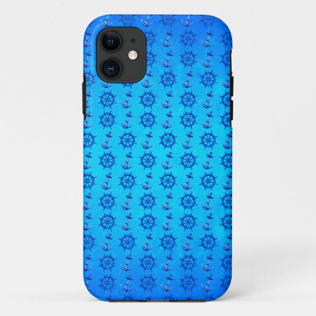 Blaues Schiffssteuer und Anker Case-Mate iPhone Hülle (Rückseite)