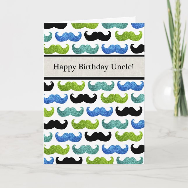 Blaues Schleichmuster - Happy Birthday Uncle Karte (Vorderseite)
