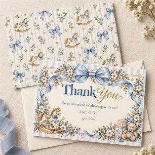 Blaues Schleifen Schaukelpferd Baby-Geschenk Danke