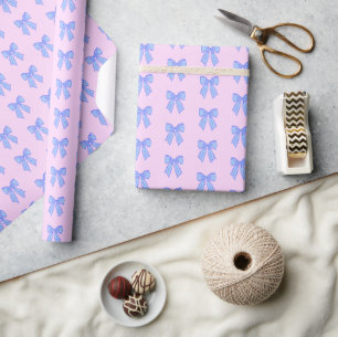 Blaues Schleifenmuster Geschenkpapier