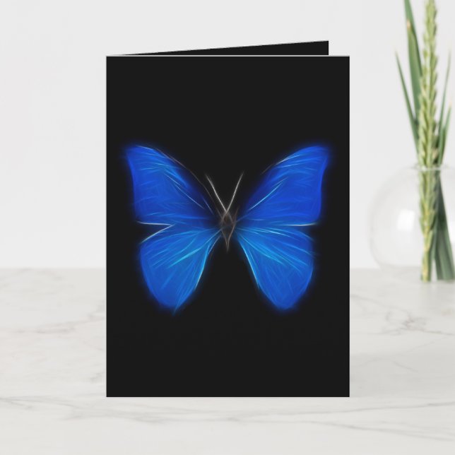 Blaues Schmetterlings-Fliegen-Insekt Karte (Vorderseite)