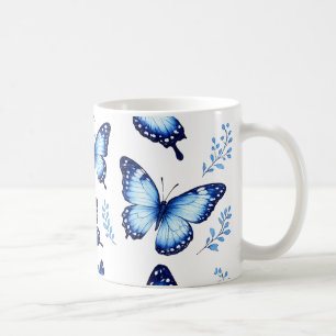 Blaues Schmetterlingsmuster Kaffeetasse