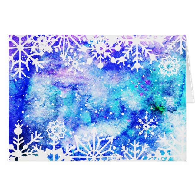 Blaues Schneeflocke-Aquarell (Vorderseite (Horizontal))