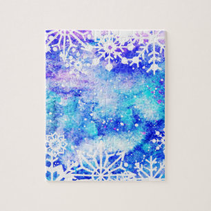 Blaues Schneeflocke-Aquarell