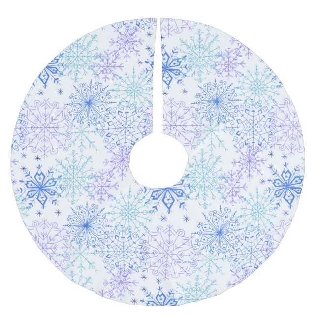 Blaues Schneeflocke-Muster - Weihnachtsbaum-Rock Polyester Weihnachtsbaumdecke (Vorderseite)