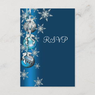 Blaues Schneeflocke-Verzierungs-WeihnachtsParty RSVP Karte