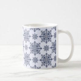 Blaues Schneeflocken-Damaskatmuster Kaffeetasse