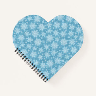 Blaues Schneeflocken Herz Notizbuch