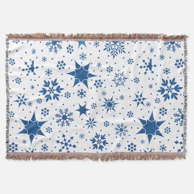 Blaues Schneeflockenmuster Decke (Vorderseite)