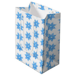 Blaues Schneeflockenmuster Mittlere Geschenktüte
